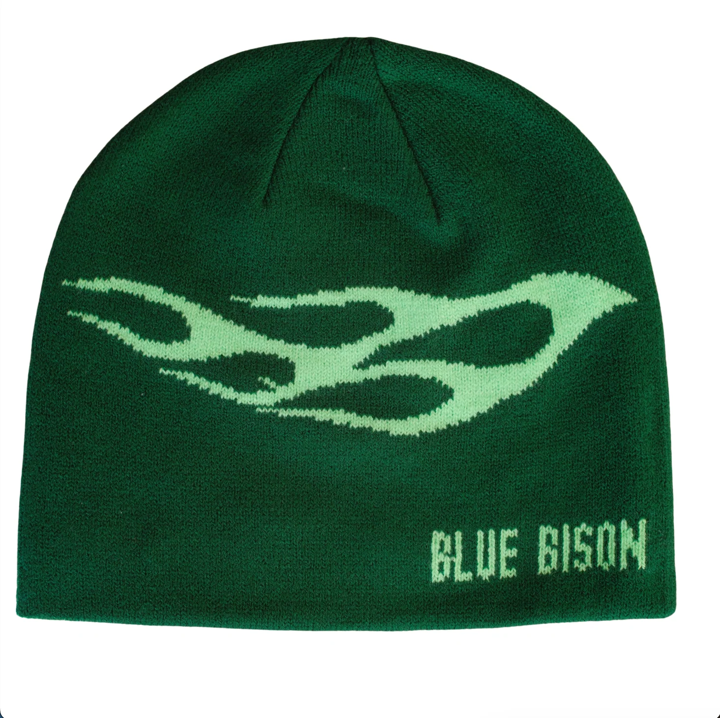 Blue Bison Flame Skull Cap Beanie - Image 2
