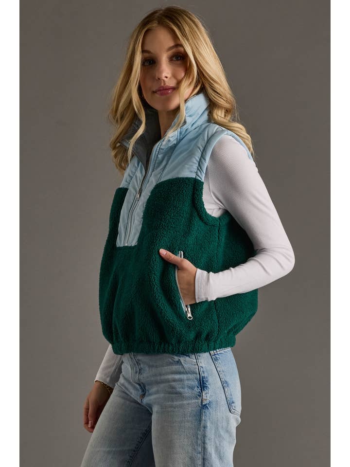 Colorblock Sherpa Vest - Image 2